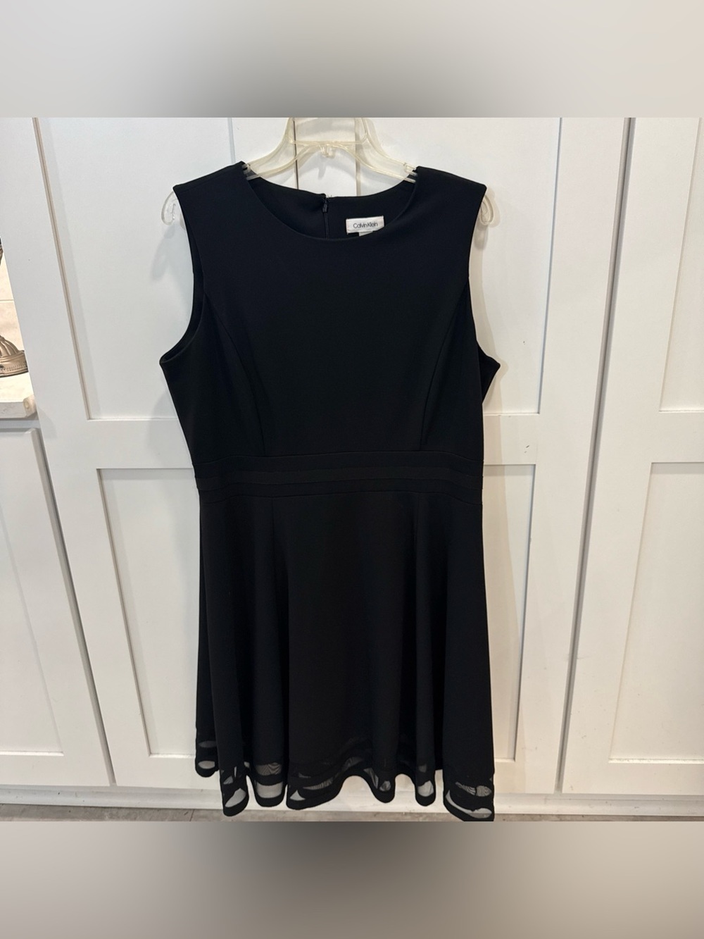 Calvin Klein Black Sleeveless Fit-and-Flare Midi Dress Sz 14